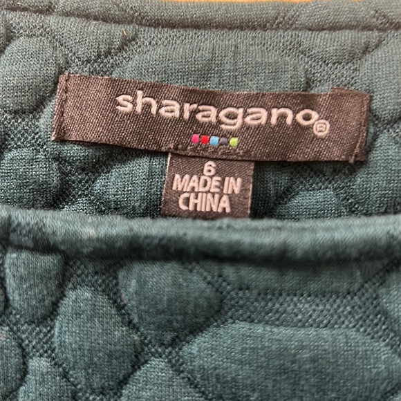 🌼3:$15🌼 Sharagano forest green textured dress size 6 - Picture 2 of 5